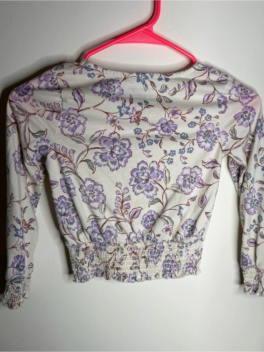 OshKosh B'gosh Cream Top with Purple and Blue Floral Print